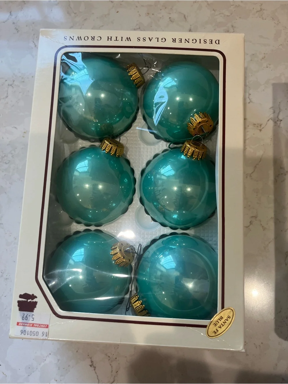 Vintage Boxed Tiffany Blue Krebs Glass Ornaments set of 17